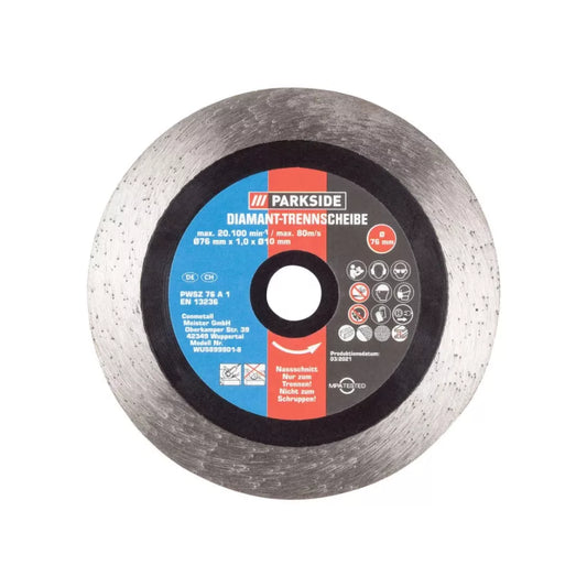 🔘 PARKSIDE PWSZ 76 A1 – Διαμαντόδισκος Κοπής WET 76 mm x 1,0 mm