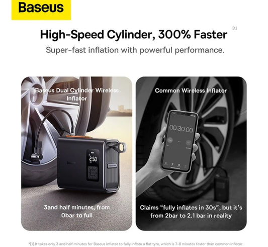 🌪 Επαναφορτιζόμενη Φορητή Τρόμπα Ελαστικών Baseus Mega EnergyPump 6000mAh με LED Φακό/ PowerBank!!