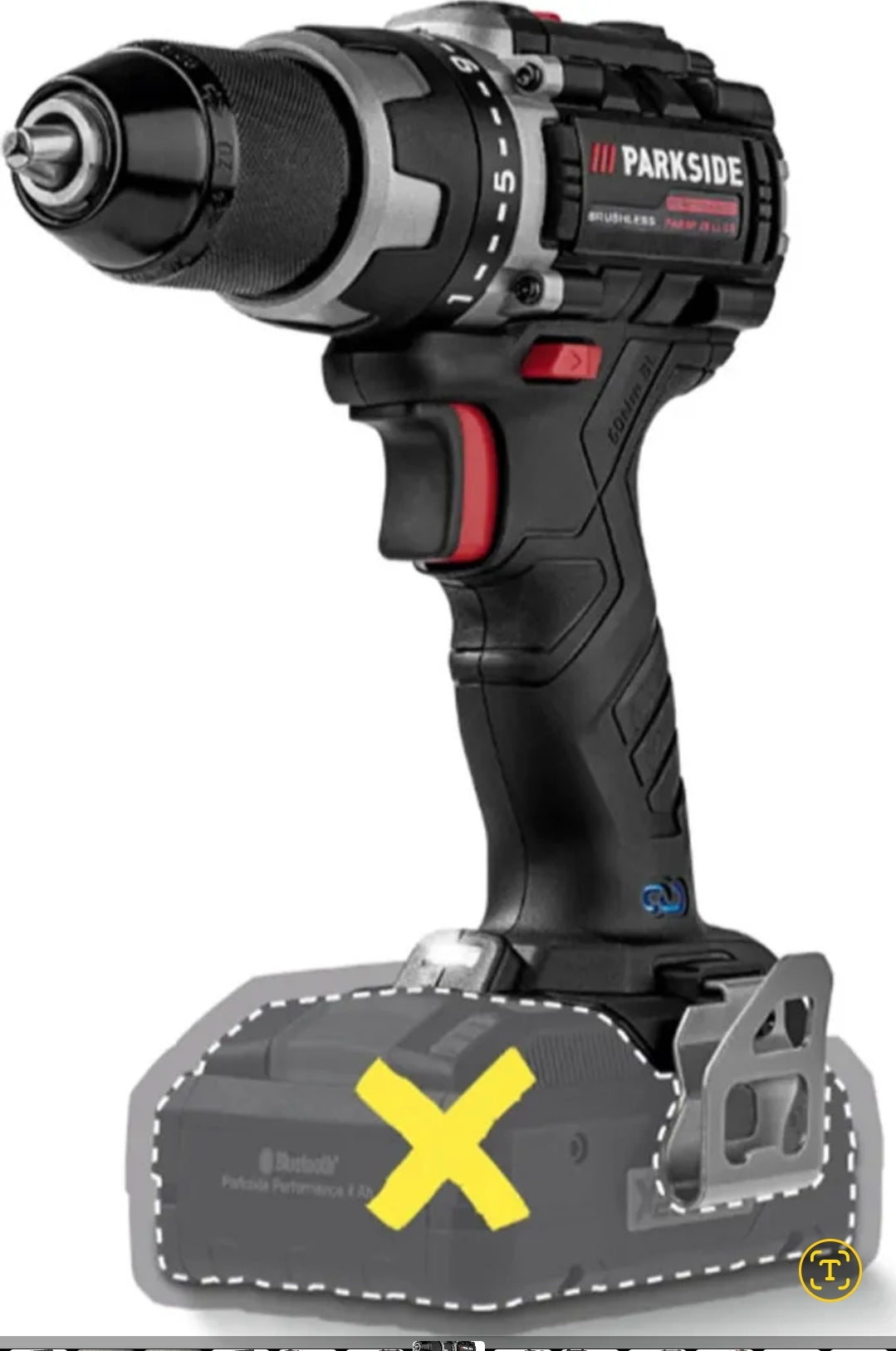 🛠 Επαναφορτιζόμενο Δραπανοκατσάβιδο PARKSIDE PERFORMANCE® 20 V »PABSP 20 Li C4«, χωρίς μπαταρία και φορτιστή!!