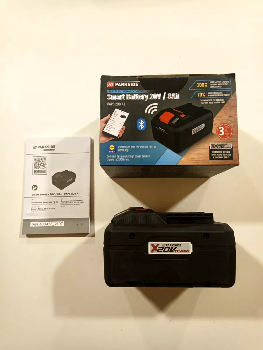 🔋 Έξυπνη μπαταρία PARKSIDE PERFORMANCE 20 V »PAPS 208 A1«, 8 Ah, ελεγχόμενη μέσω της εφαρμογής Lidl