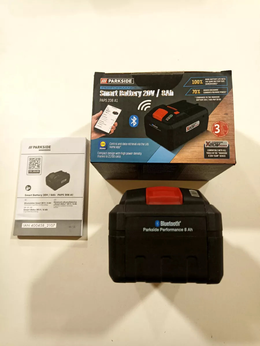 🔋 Έξυπνη μπαταρία PARKSIDE PERFORMANCE 20 V »PAPS 208 A1«, 8 Ah, ελεγχόμενη μέσω της εφαρμογής Lidl