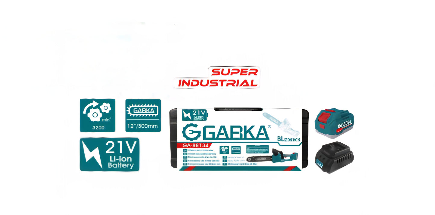 🔧 GABKA® Αλυσοπρίονο Μπαταρίας 21V GA-88134A με 1 Μπαταρία & Φορτιστή