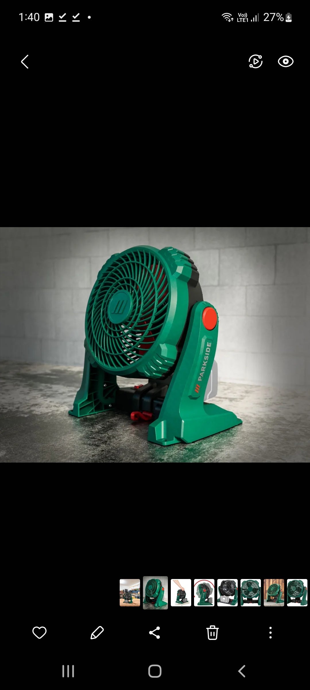 🛠 Ανεμιστήρας Επαναφορτιζόμενος PARKSIDE®️ 20 V "PVA 20-Li C2",  [ χωρίς μπαταρία και φορτιστή]