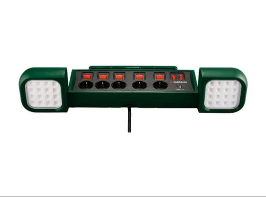 🔌🔦 Φωτισμός εργασίας PARKSIDE® LED »PASD 3680 A1«, με πολύπριζο 5 μπριζες με διακόπτη ON/OFF
